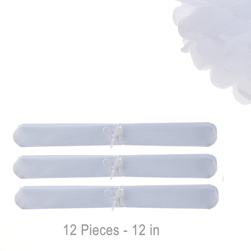 Weven 12" White Tissue Pom Poms DIY Hanging Paper Flowers for Party Decorations, 12 pcs - Image 4